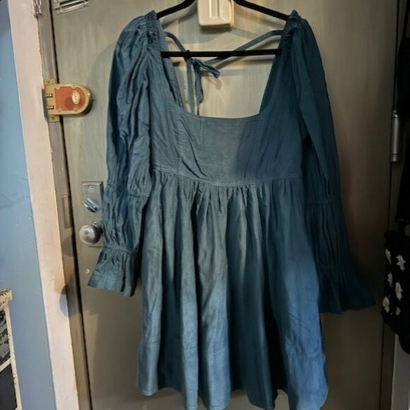 Pilcro Square-Neck Corduroy Babydoll Mini Dress - Picture 15 of 16